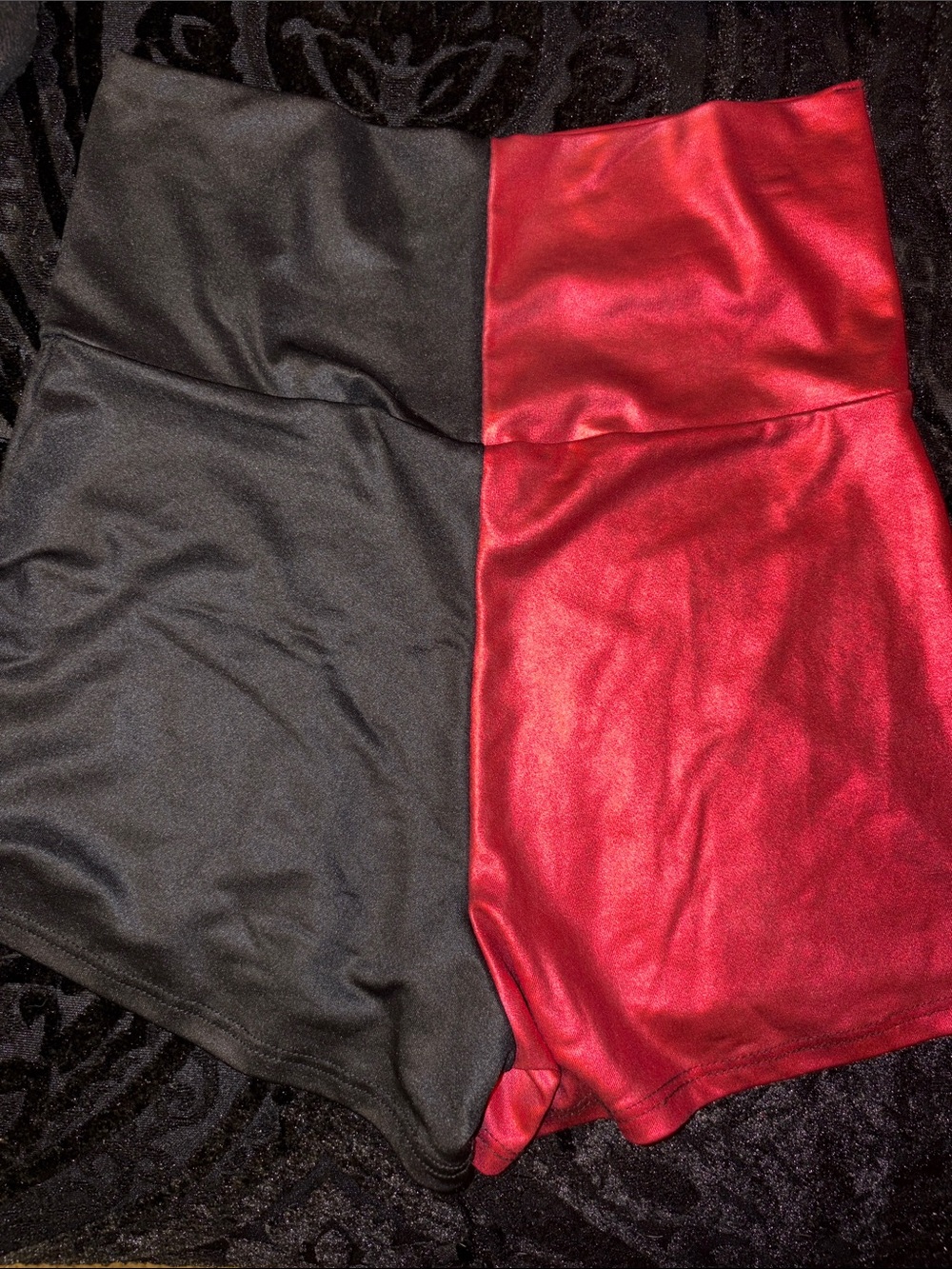 Two-Tone Black & Red Women's Shorts for Gym or Halloween